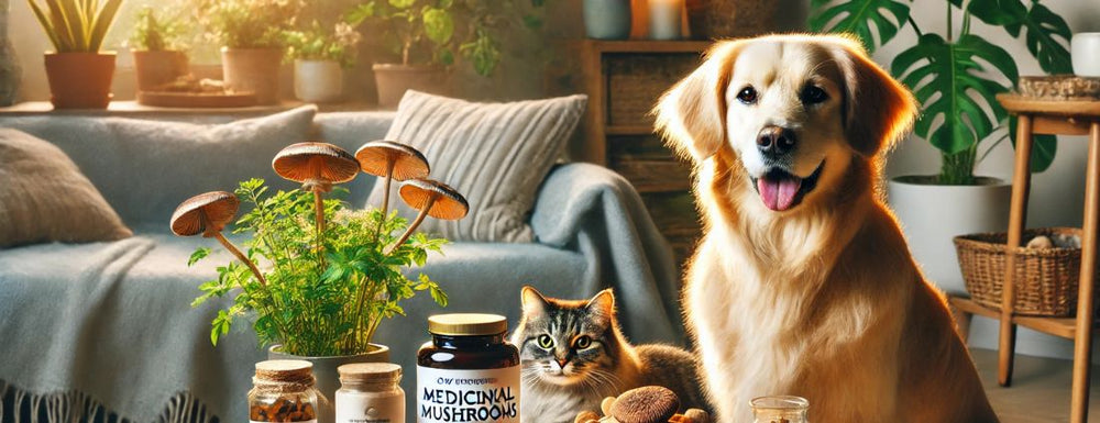 a cat and dog for medicinal mushrooms 