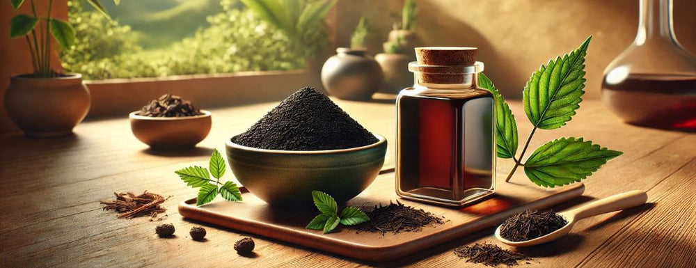 a picture of shilajit powder and shilajit resin