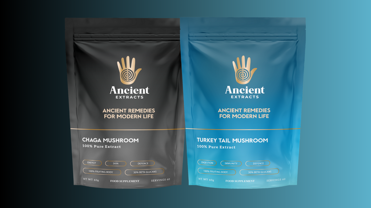 Immunity Pair Turkey Tail & Chaga Extracts - 30% Beta Glucan (60g each)