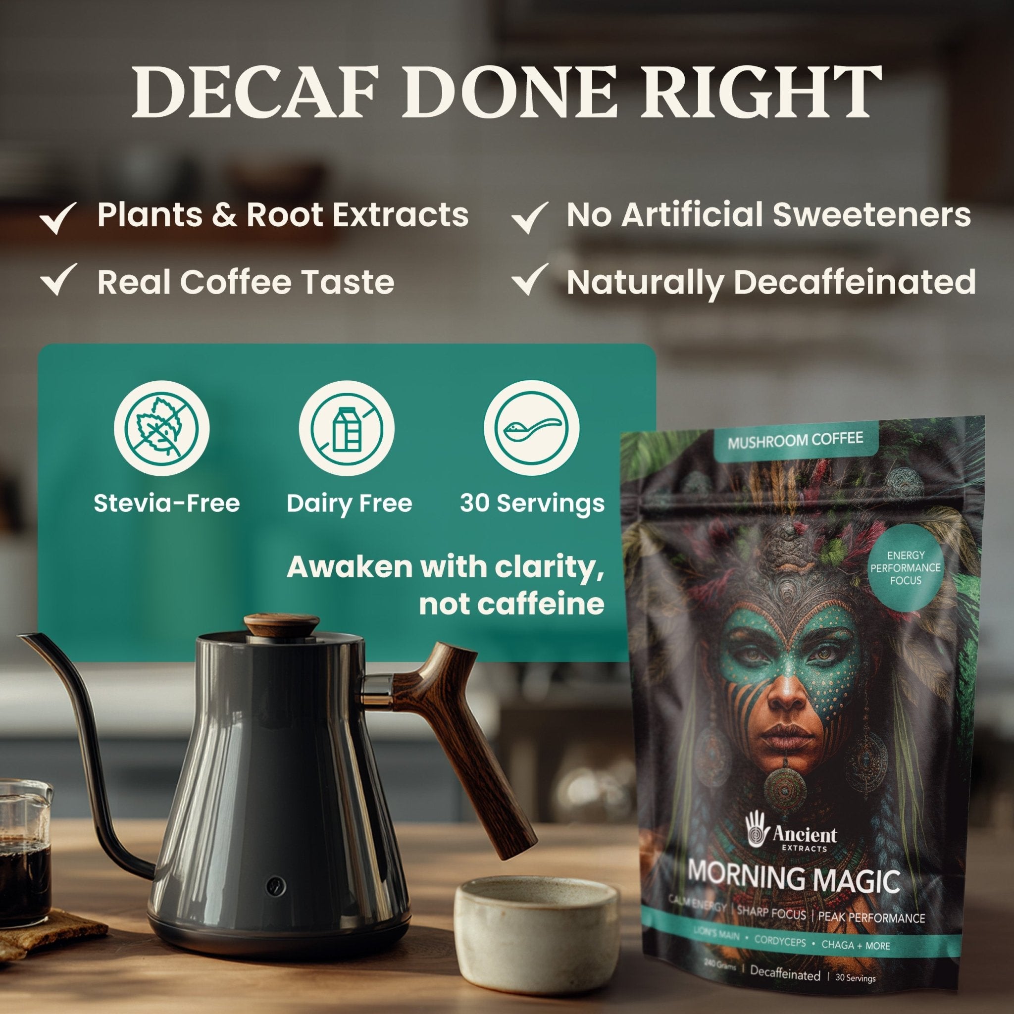 Morning Magic Mushroom Coffee (240g) - Mushroom Extract - Ancient Extracts