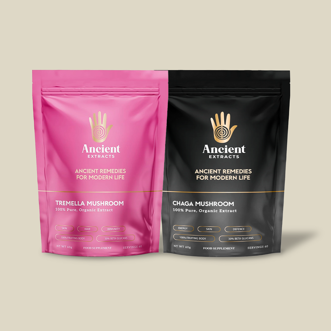 Beauty Pair Tremella & Chaga Mushroom Extracts - 30% Beta Glucans (60g each)