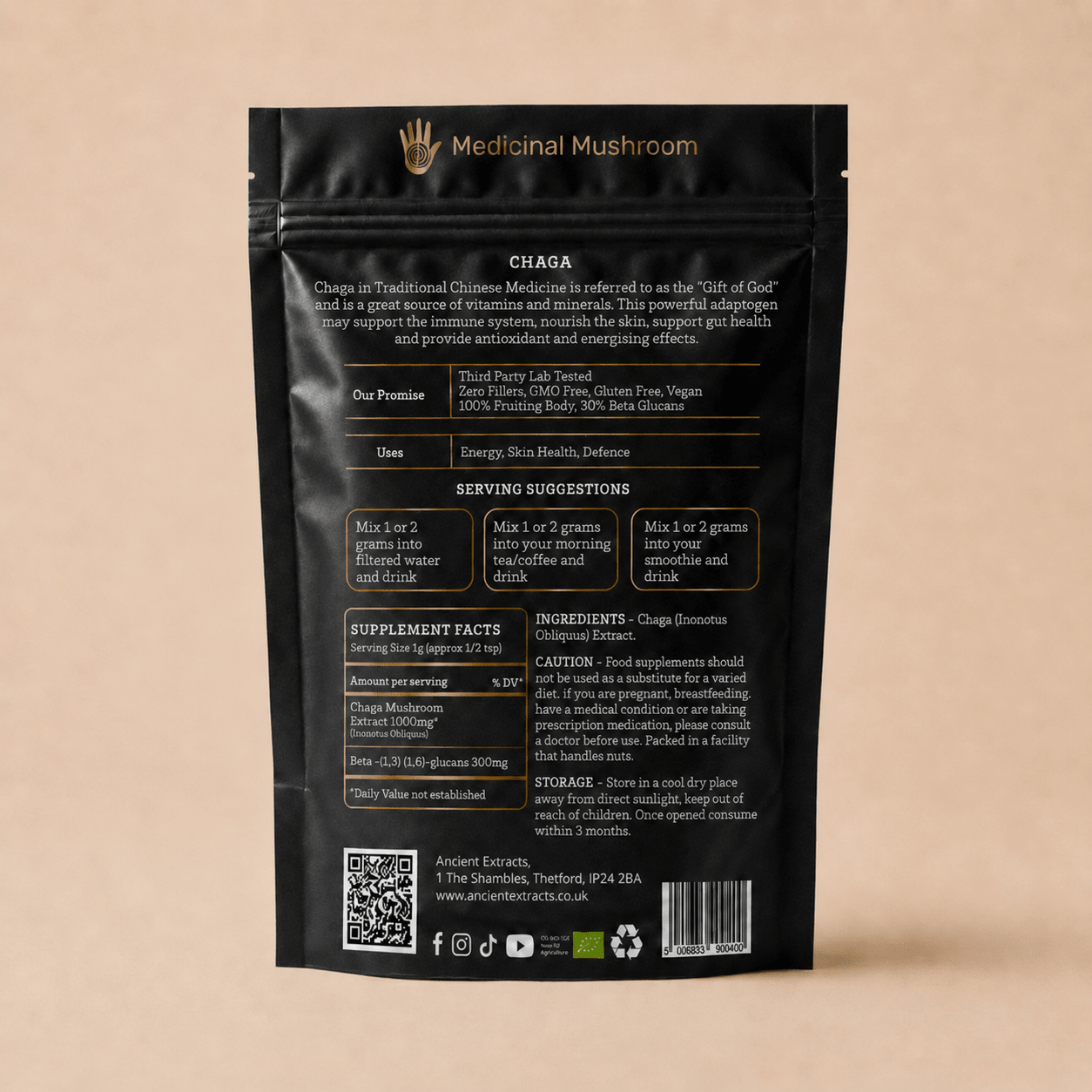 Chaga Mushroom Extract Powder - Mushroom Extract - Ancient Extracts