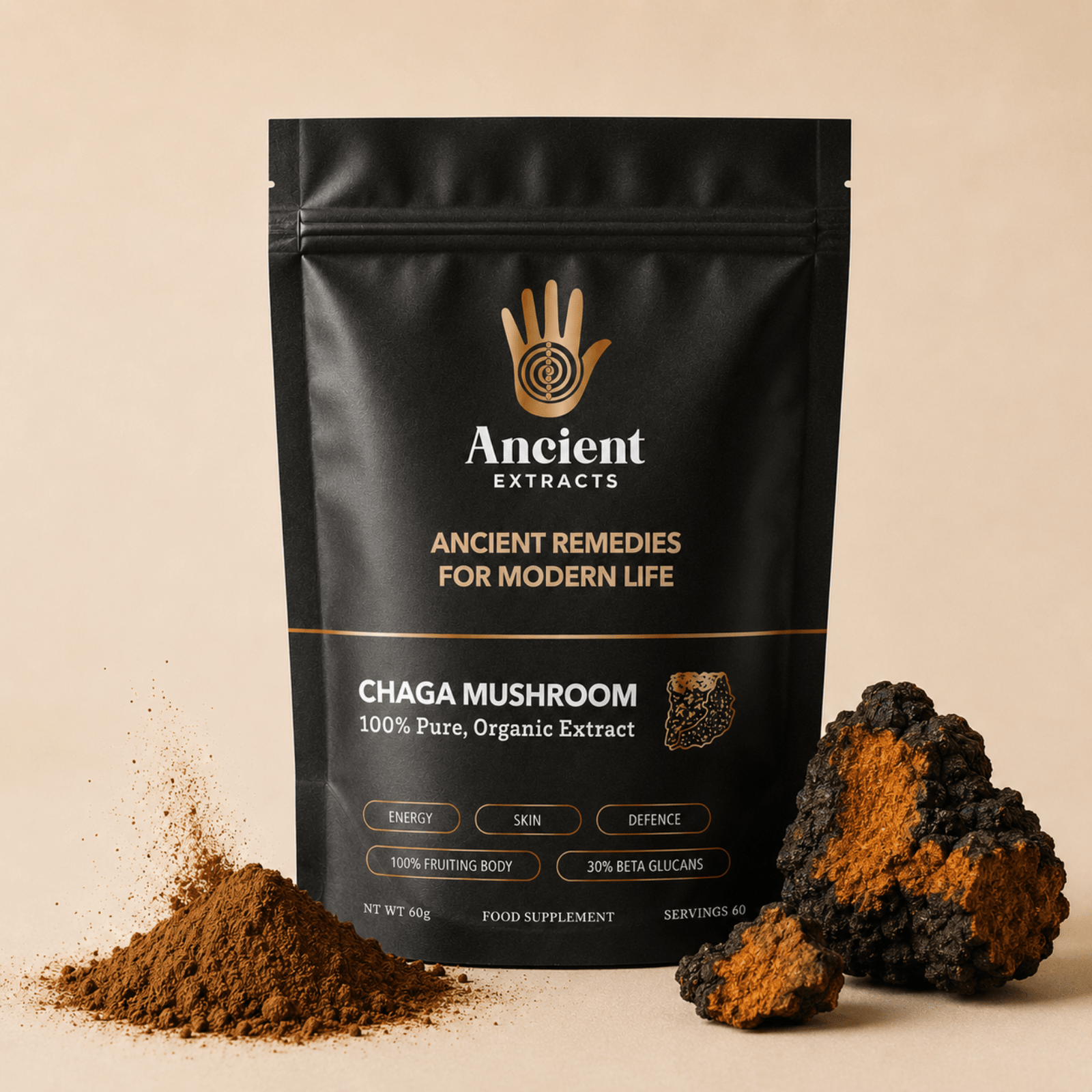 Chaga Mushroom Extract Powder - Mushroom Extract - Ancient Extracts