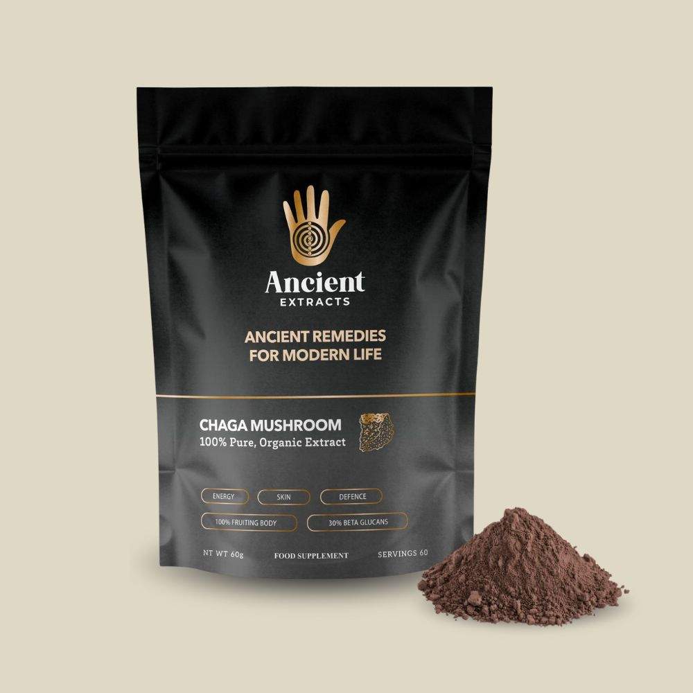 Chaga Mushroom Extract Powder - 30% Beta - glucan (60g) - Mushroom Extract - Ancient Extracts