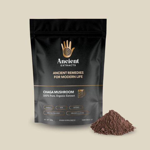 Chaga Mushroom Extract Powder - 30% Beta - glucan (60g) - Mushroom Extract - Ancient Extracts