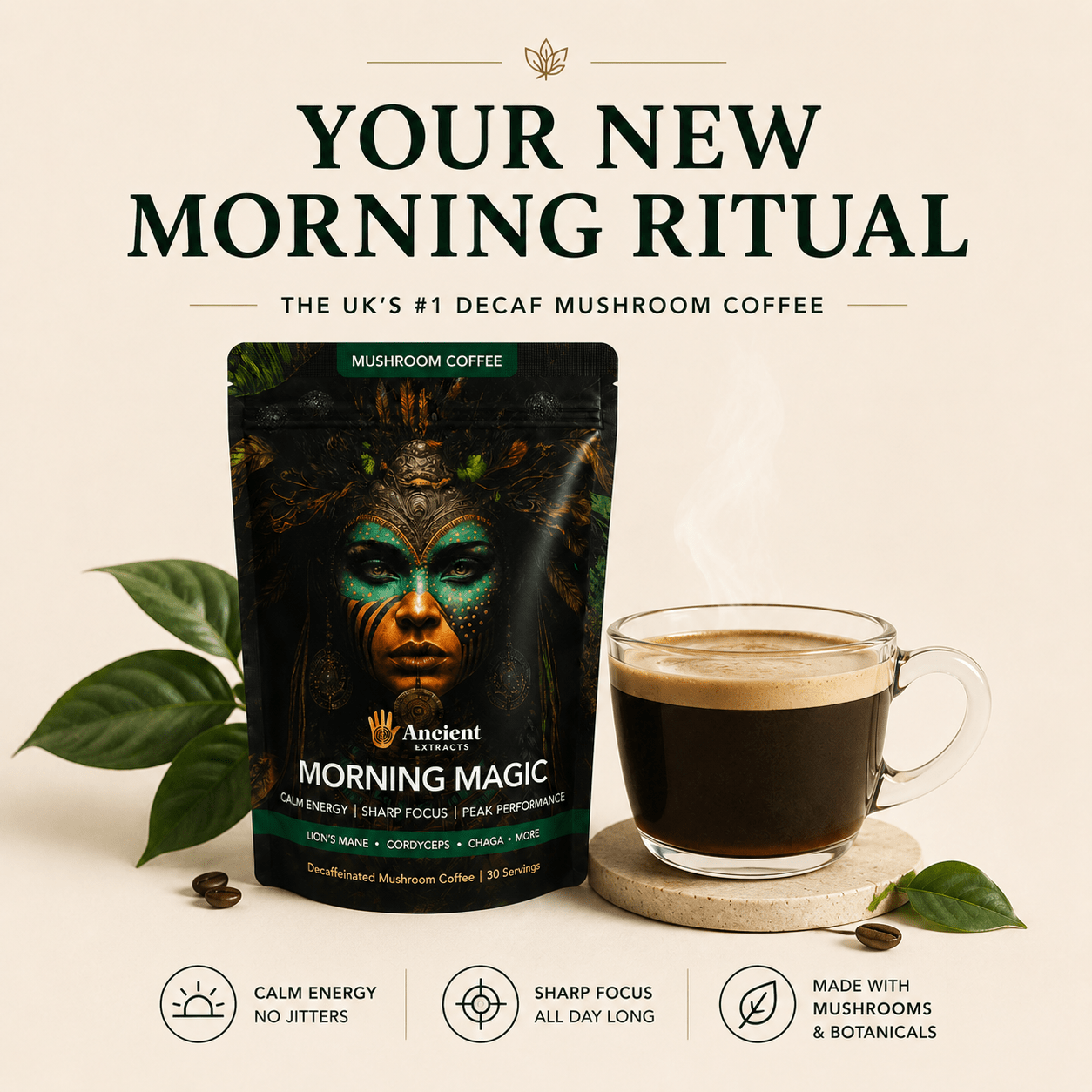 Morning Magic Mushroom Coffee - Starter Kit - Mushroom Extract - Ancient Extracts