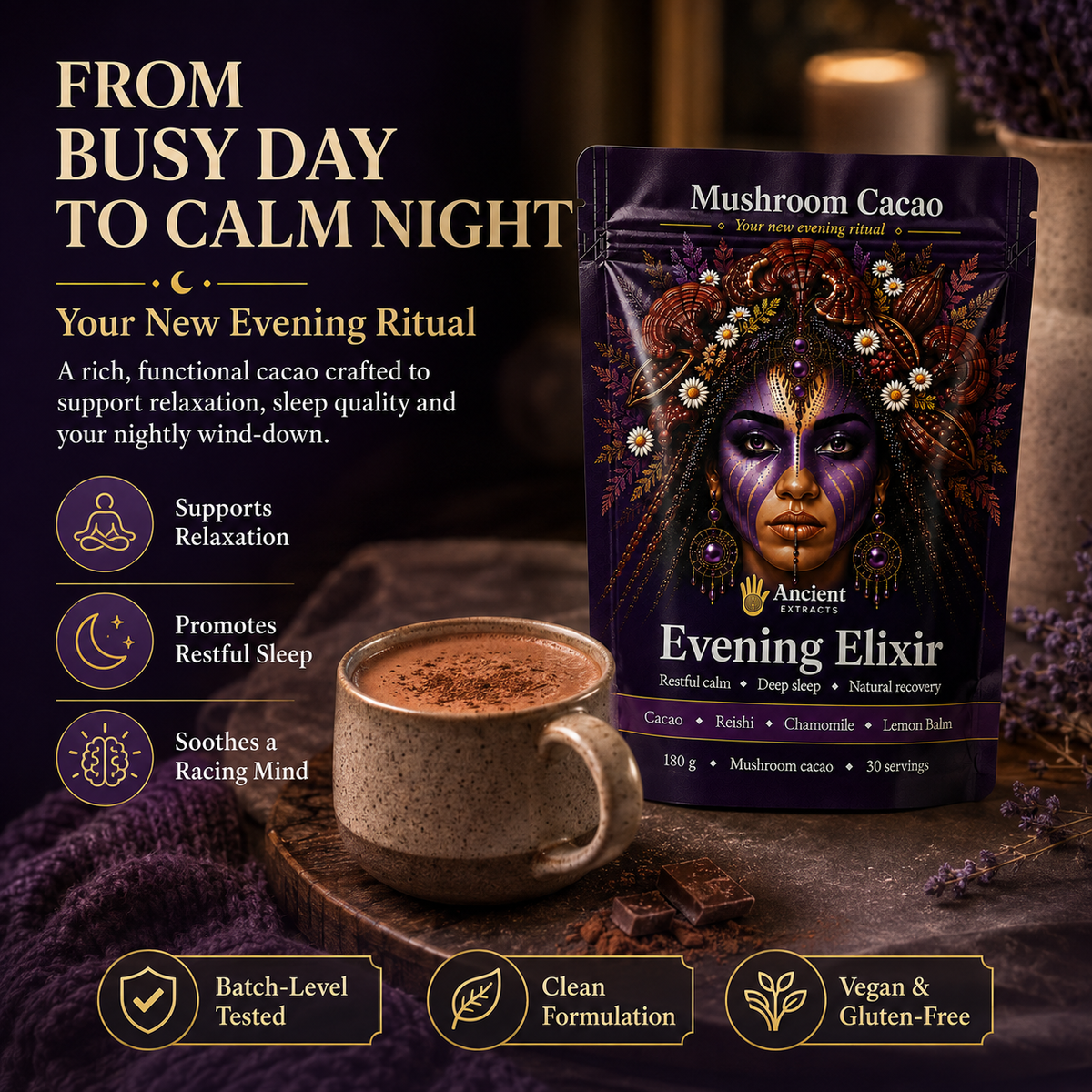 Evening Elixir Mushroom Cacao - Starter Kit