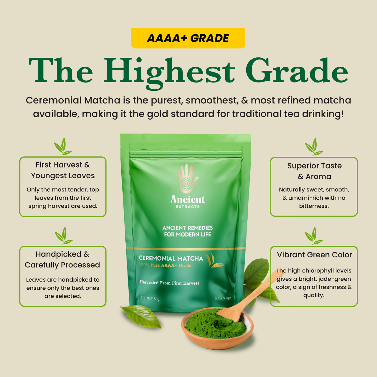 Ceremonial Matcha AAAA+ Grade - 50 Servings - 50g