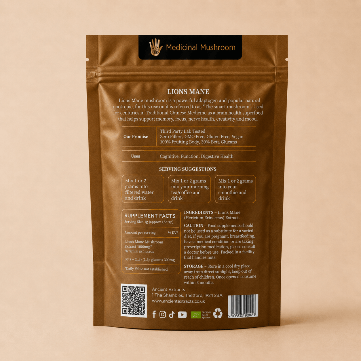 Lion's Mane Mushroom Extract Powder - Mushroom Extract - Ancient Extracts