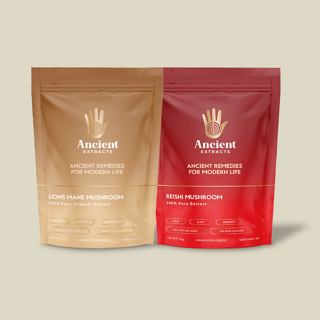 Mindful Pair Lions Mane & Reishi Extracts - 30% Beta Glucans (60g each) - Mushroom Extract - Ancient Extracts