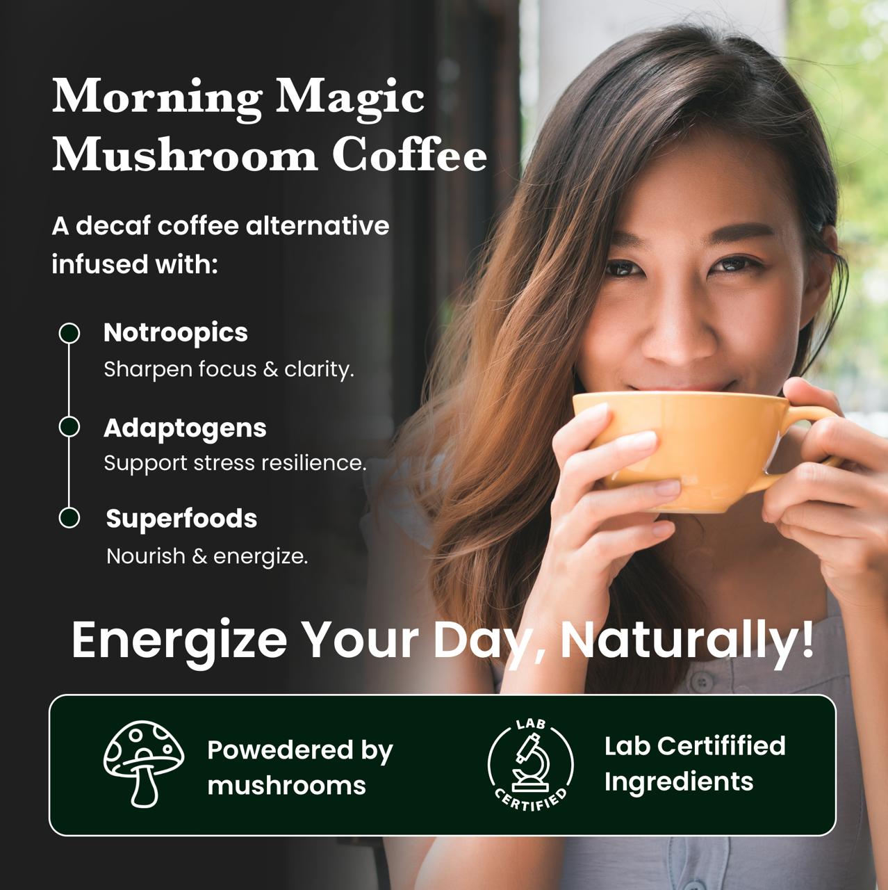 Morning Magic Decaf Mushroom and Root Extract Coffee Alternative (240g)