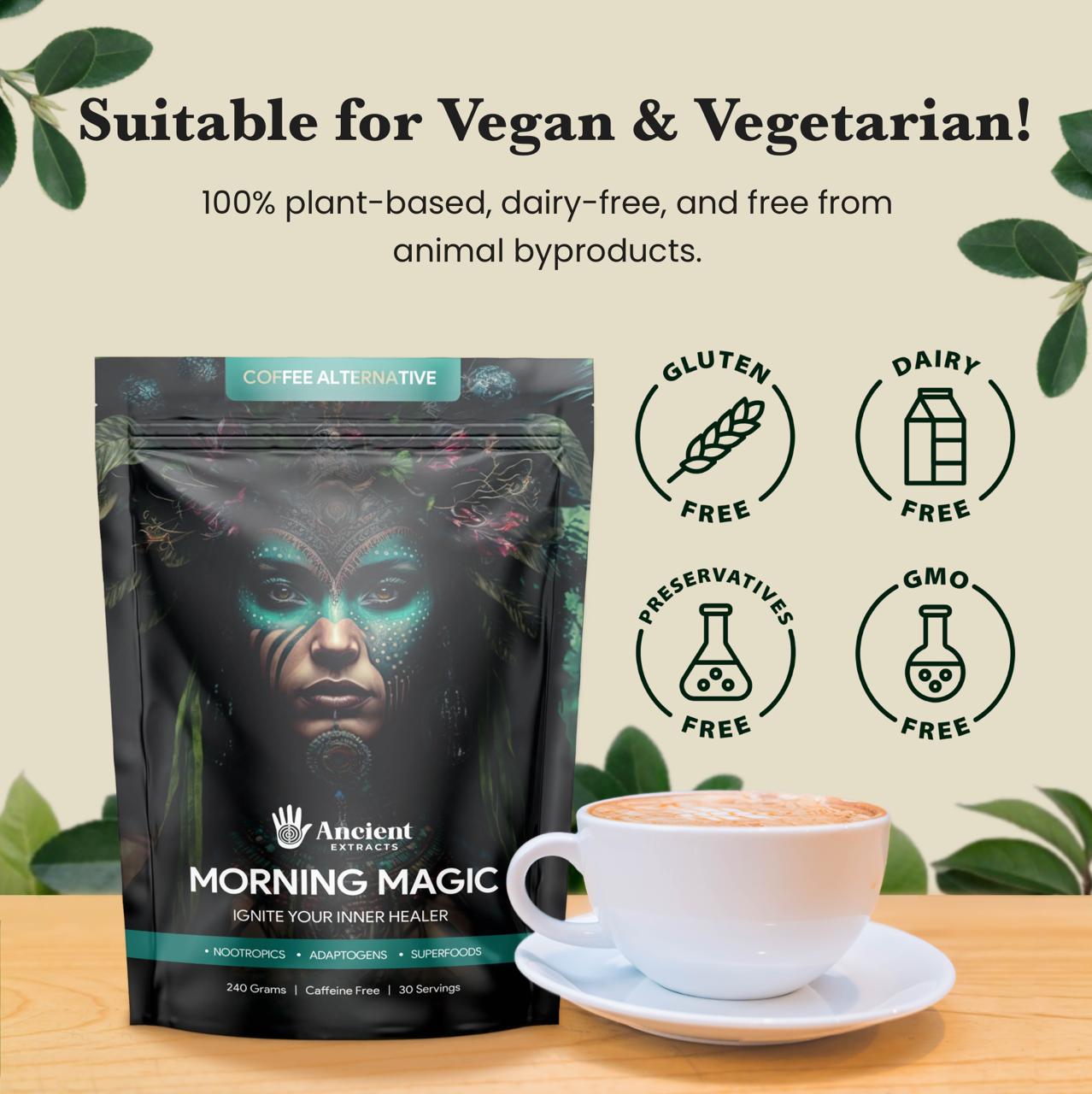 Morning Magic Decaf Mushroom and Root Extract Coffee Alternative (240g)