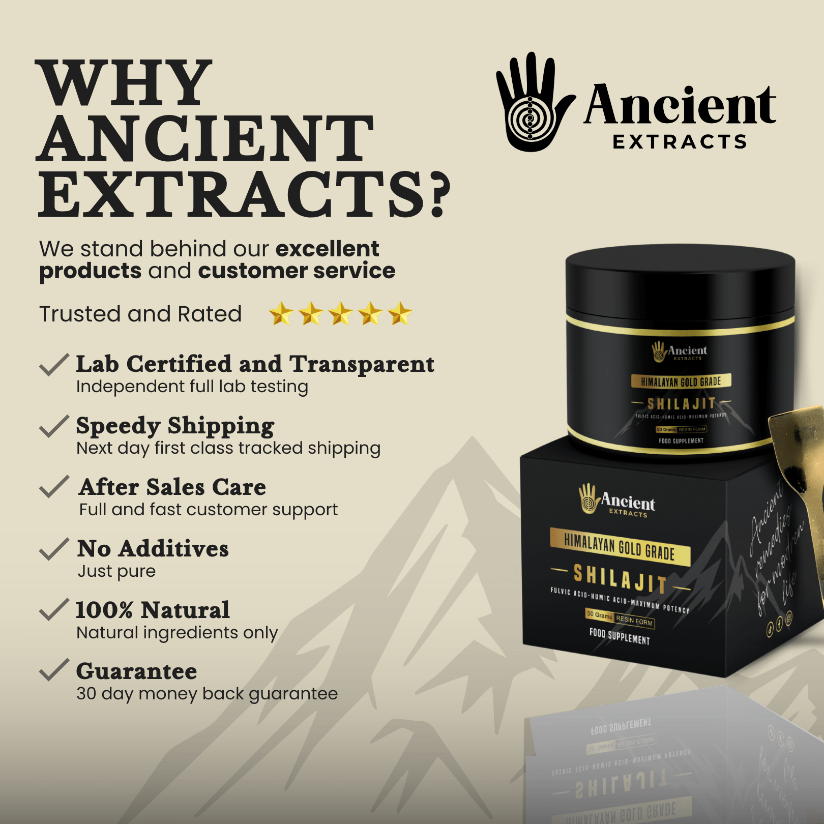 Shilajit Pair - Organic Resin and Powder - 80% Fulvic Acid - Ancient Extracts
