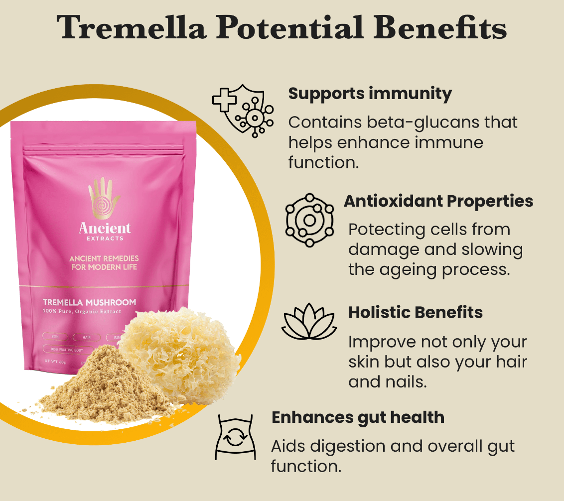 Tremella Mushroom Organic Extract - 30% Beta Glucans (60g) - Ancient Extracts