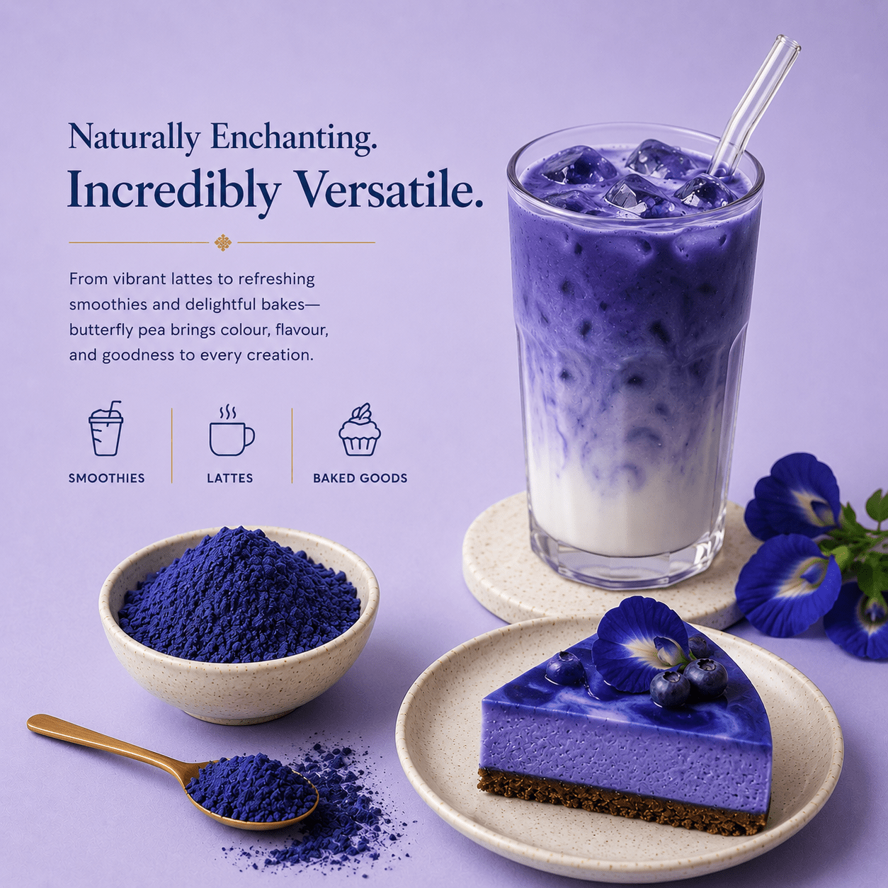 Butterfly Pea Powder for Iced Drinks and Baking
