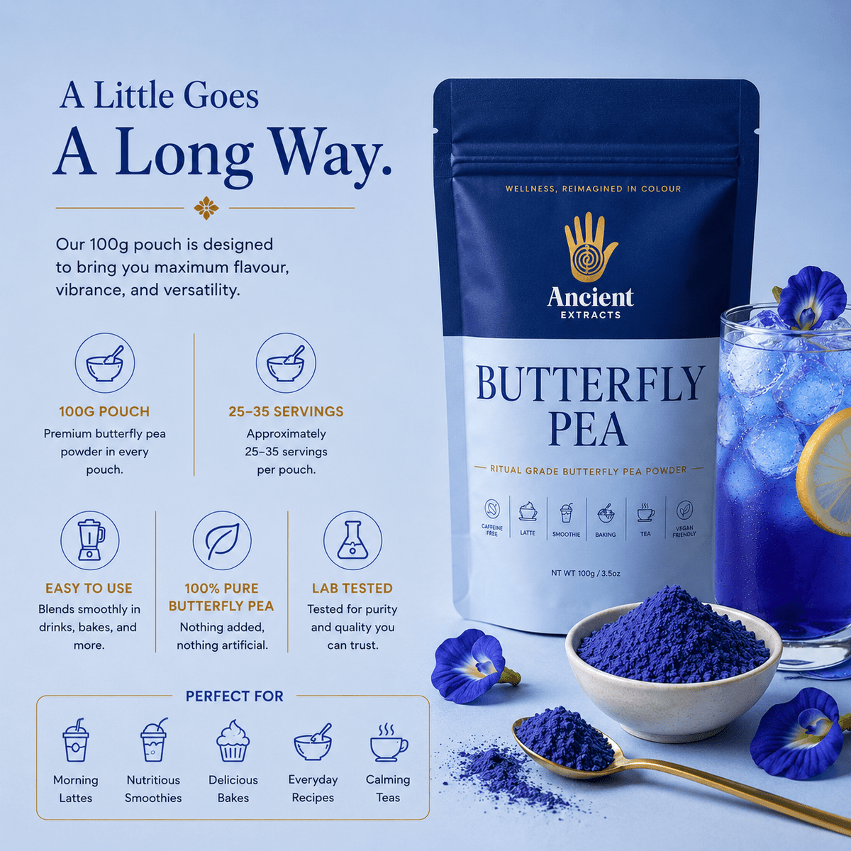 Butterfly Pea Powder for Tea and Lattes