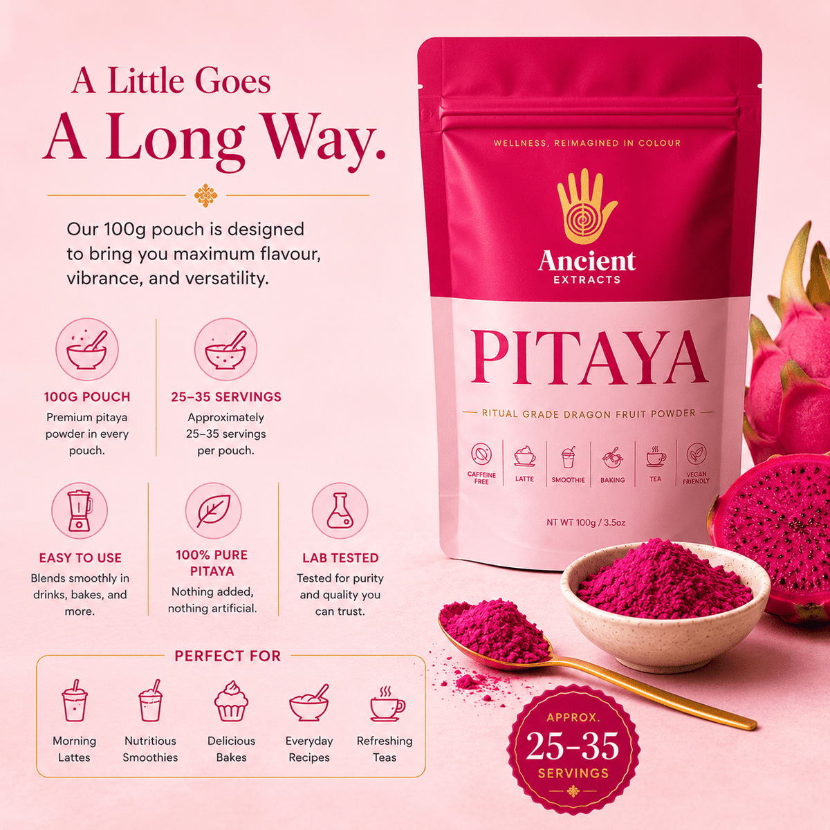 Dragon Fruit Powder for Smoothies and Lattes