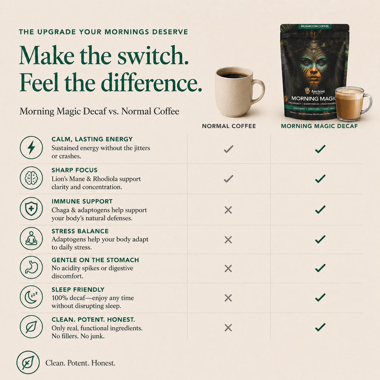 Morning Magic Decaf Mushroom Coffee (Starter Kit) - Mushroom Extract - Ancient Extracts