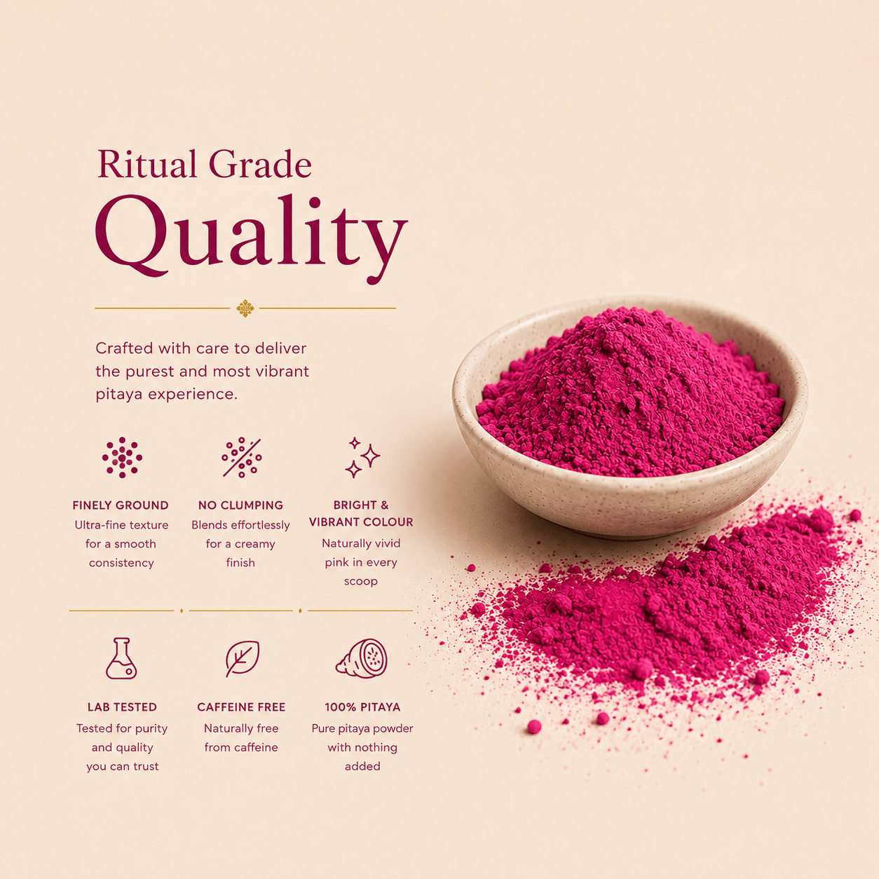 Vibrant Pink Pitaya Powder for Drinks and Recipes